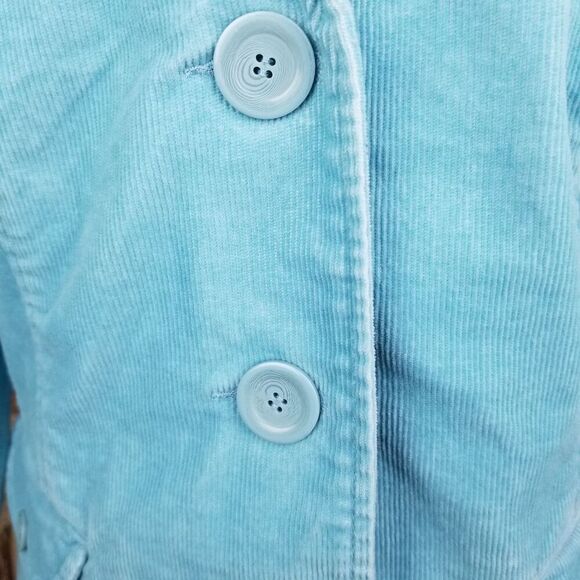 Vintage Retro 80s Style Liz Claiborne Blue Corduroy Coat Jacket 16P - Picture 4 of 11
